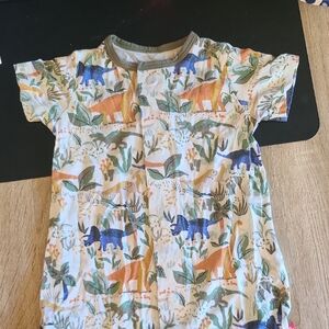 Magnetic Me Orange and Blue Short Sleeve Tee with Dinosaur Print